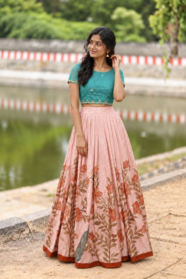 Anamika Blue Croptop & Skirt ( Set of 2 )