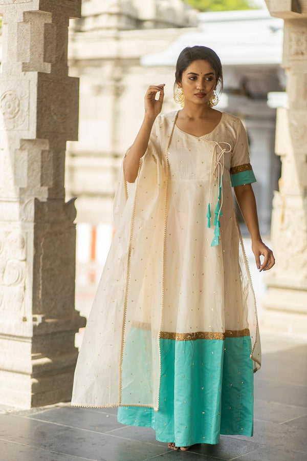 IMD - Kayalvizhi Ivory and Aqua Dress