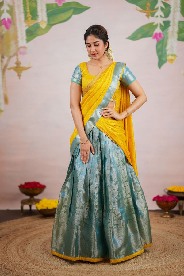 Nethra Aqua Blue Halfsaree (Set of 3)