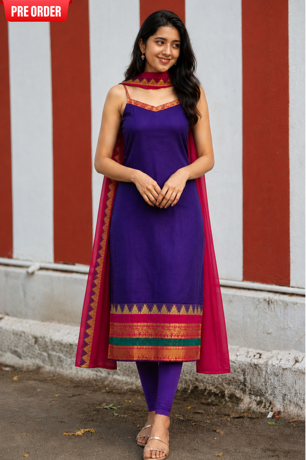 Charvi Violet Narayanpet Kurti Set (Set of 2)