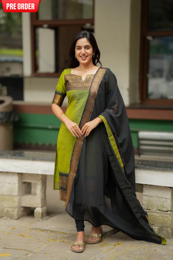 Prisha Olive Green Kurti Set (Set of 2)
