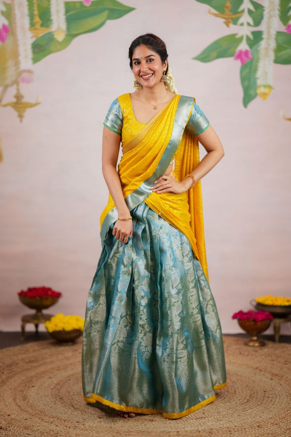 Nethra Aqua Blue Halfsaree (Set of 3)