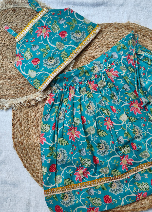 Vidhya Teal Blue Floral Co-ord Mini