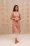GRG - Saanvi Pink and Grey Jaipur Block Printed Cotton Kurti - XS only