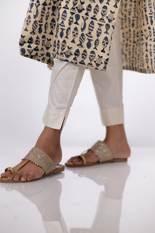 Blue Fish Print Kurta (PR)