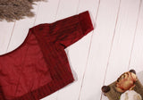 Red Chanderi Silk Cotton Designer Blouse Readymade | Shop Now