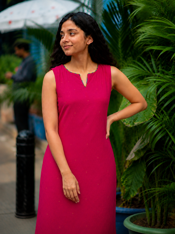 Poorni Pink Cotton Kurti Set (Set of 2 )
