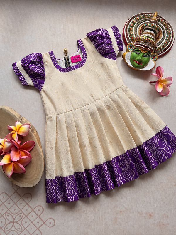 Hamsa Ivory with Violet Frock Mini