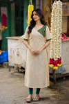 MalavikaIvory with Green Kurti (Only Top)