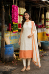 Nadhi Ivory with Orange Kurti (Set of 2)