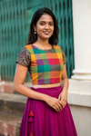 Thendral Plain Magenta Croptop and Skirt ( Set of 2 )