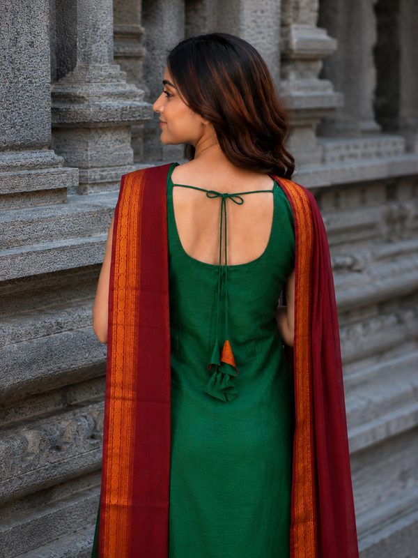 Apoorva Green Narayanpet Cotton Kurti Set ( set of 2 )