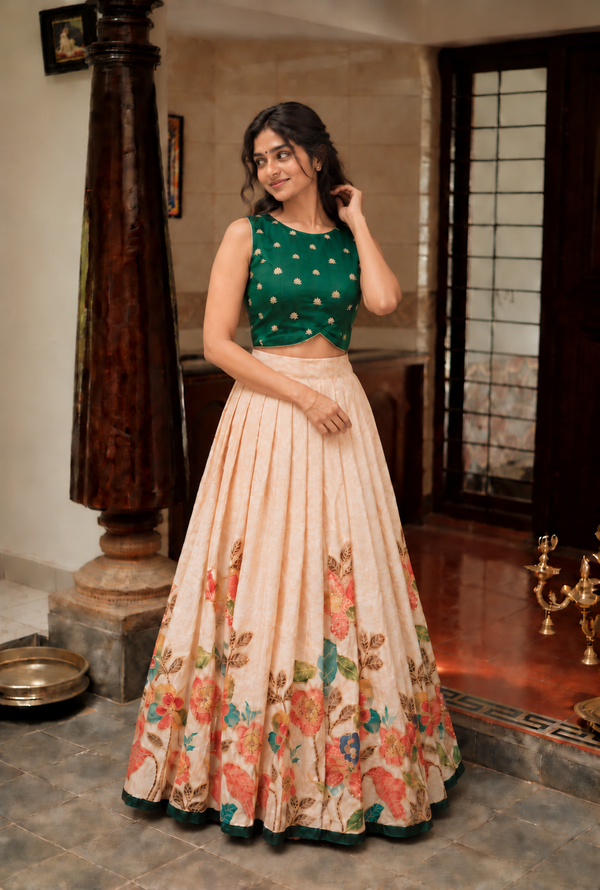 Mantra Dark Green Croptop & Skirt ( Set of 2 )