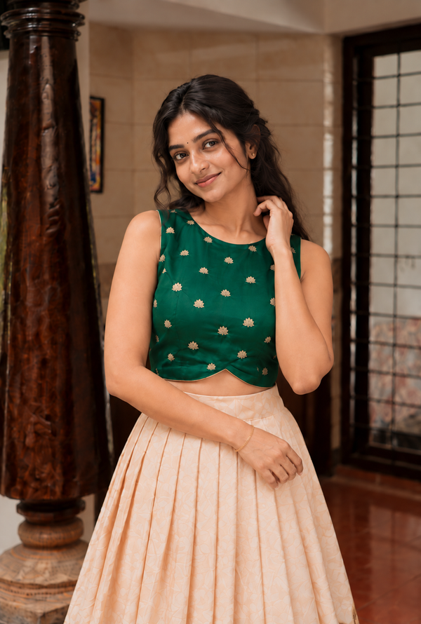 Mantra Dark Green Croptop & Skirt ( Set of 2 )