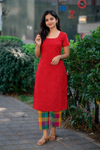 Poorni Red Cotton Kurti Set (Set of 2 )