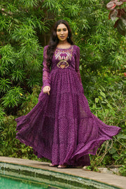 Purple Georgette Banadhani Anarkali Dress( FW )