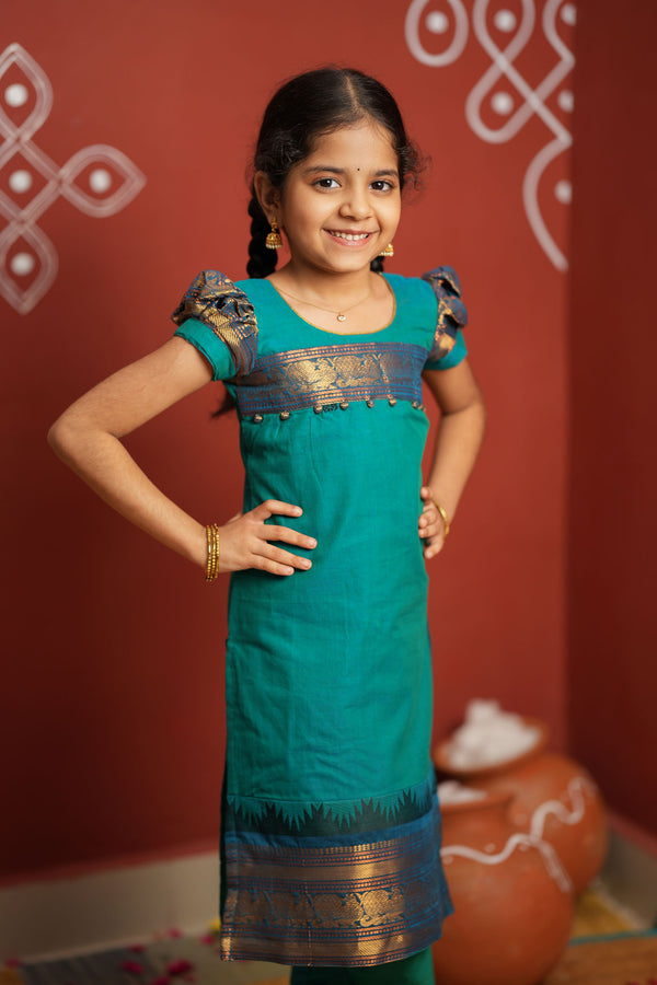 Madhuri Blue Kurti set Mini (Set of 2)