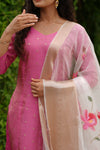 Malini Pink with White Organza Dupatta