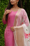 Malini Pink with White Organza Dupatta
