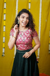 Tashi Green Croptop Skirt set (Set of 2)