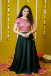 Tashi Green Croptop Skirt set (Set of 2)