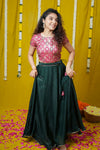 Tashi Green Croptop Skirt set (Set of 2)