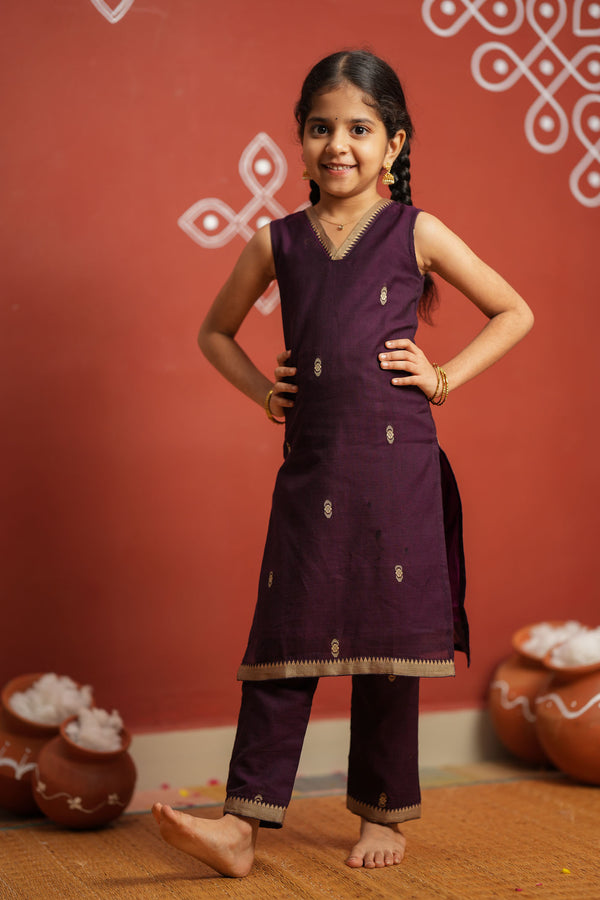 Uthra Wine Kurti set Mini (Set of 2)