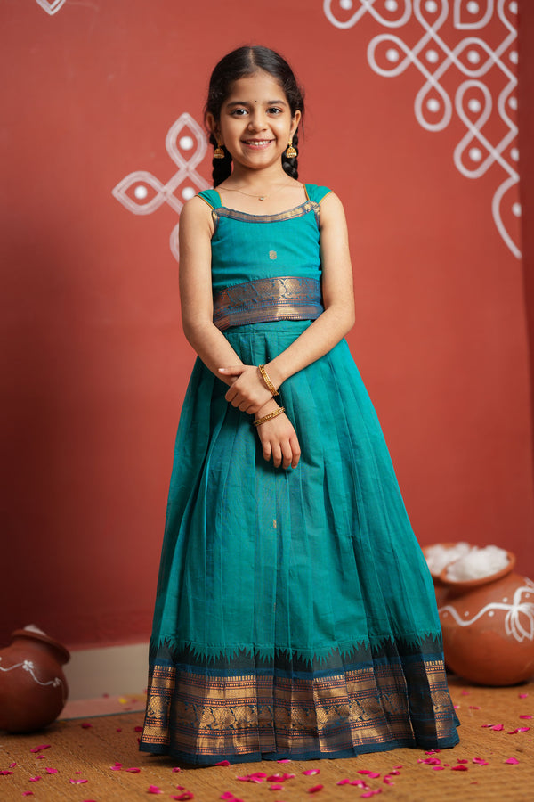 Madhuri Blue Kurti with Lehenga Mom & Me