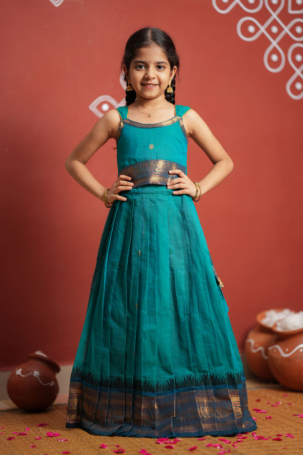 Madhuri Blue Kurti with Lehenga Mom & Me