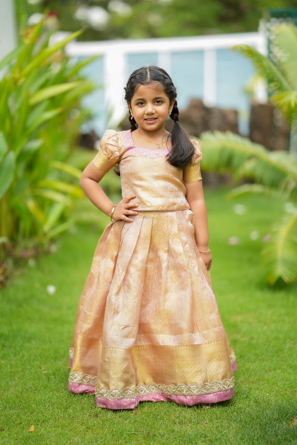 Tanisha Peach with Gold Lehenga Mini (Set of 2)