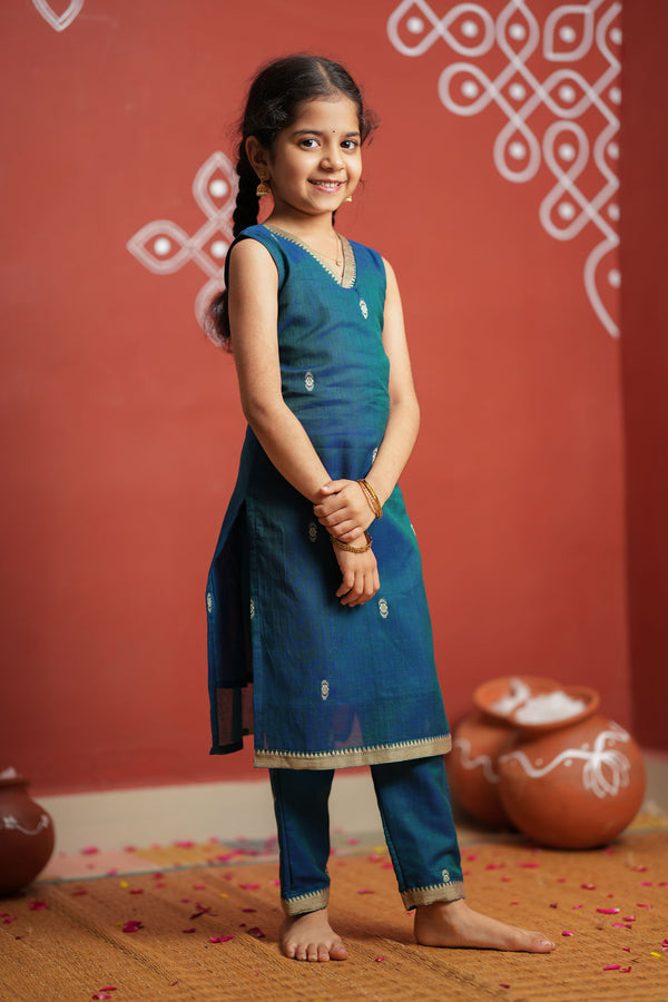 Uthra Teal Kurti set Mini (Set of 2)