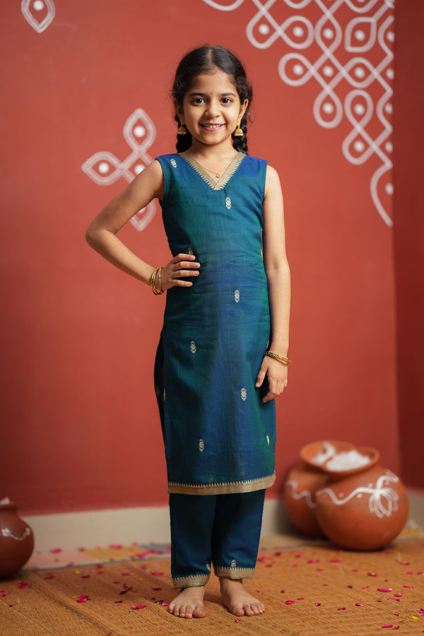 Uthra Teal Kurti set Mini (Set of 2)