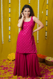 Isai Pink Kurti with Sharara (Set of 3)