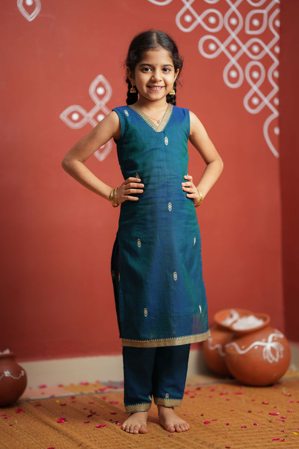 Uthra Teal Kurti set Mini (Set of 2)