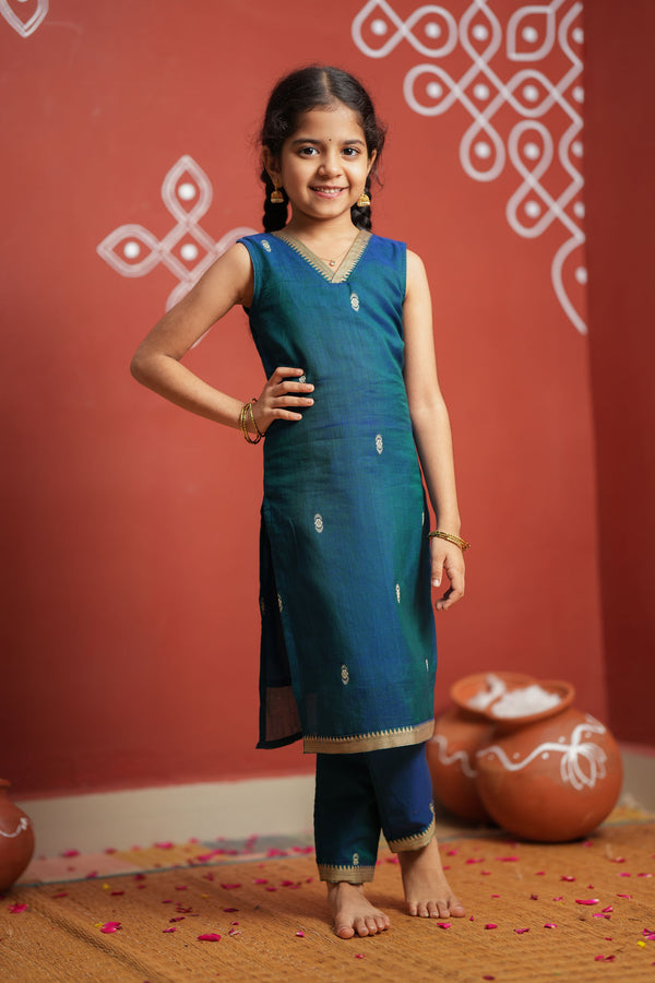 Uthra Teal Kurti set Mini (Set of 2)