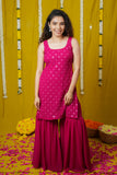 Isai Pink Kurti with Sharara (Set of 3)