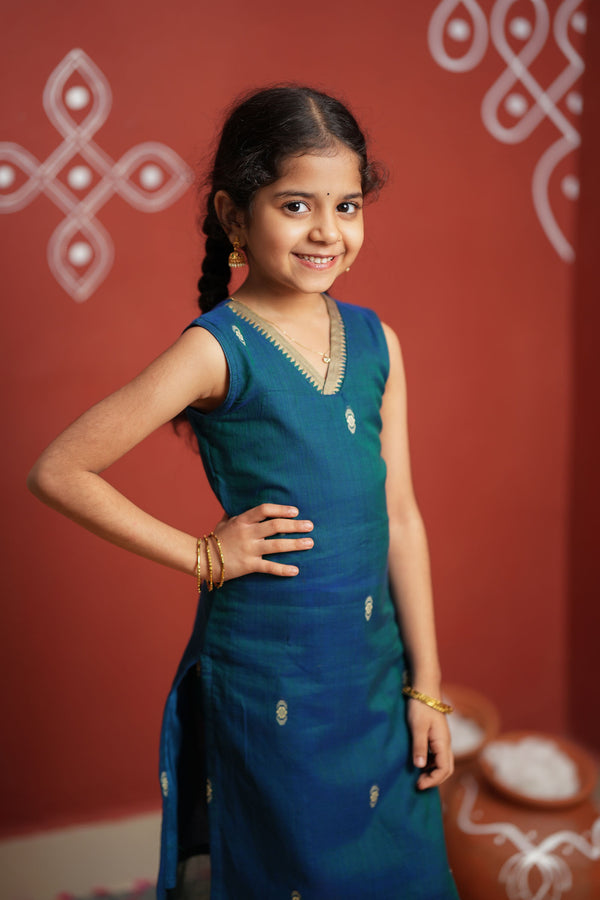 Uthra Teal Kurti set Mini (Set of 2)