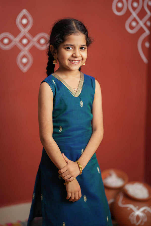 Uthra Teal Kurti set Mini (Set of 2)