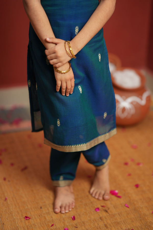 Uthra Teal Kurti set Mini (Set of 2)