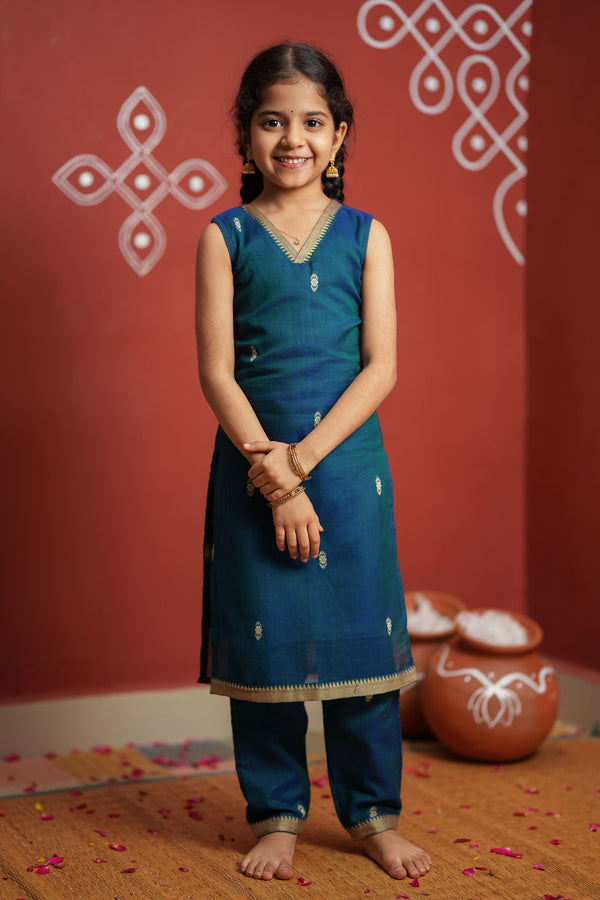 Uthra Teal Kurti set Mini (Set of 2)