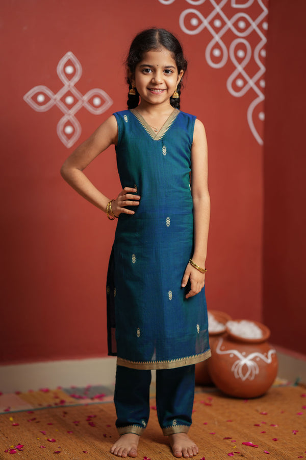 Uthra Teal Kurti set Mini (Set of 2)