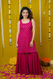 Isai Pink Kurti with Sharara (Set of 3)