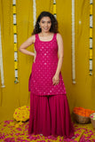 Isai Pink Kurti with Sharara (Set of 3)