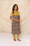 GRG - Yazhini Grey and Mustard - Kurti only - S only