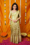 Aalaya Green Banarasi Half Saree Set