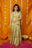 Aalaya Green Banarasi Half Saree Set