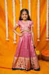 Maithiri Pink Silk Kids Lehenga Set mini