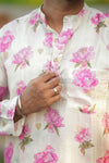 Arsh - Off white Pink Floral Kurta