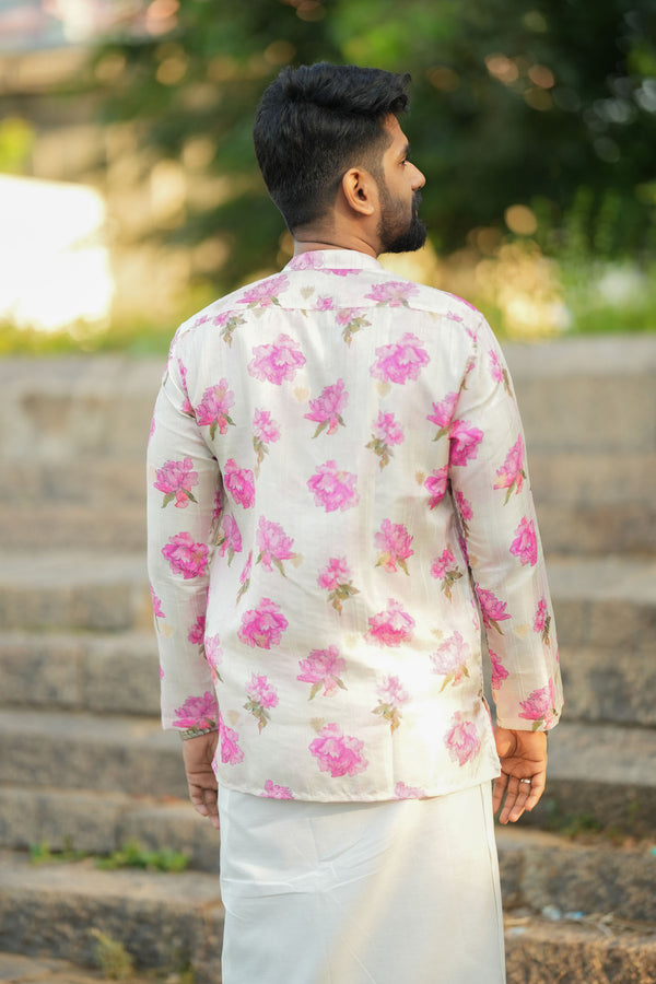 Arsh - Off white Pink Floral Kurta