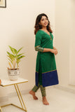 Bency Green & Blue Brocade Kurti Set